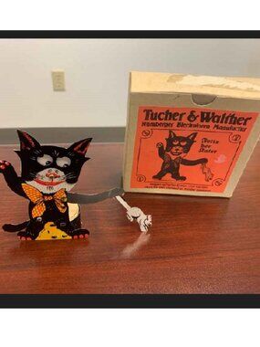 TOYS - Vintage German Litho Tucher & Walther Felix Der Rater Black Cat Tin Toy